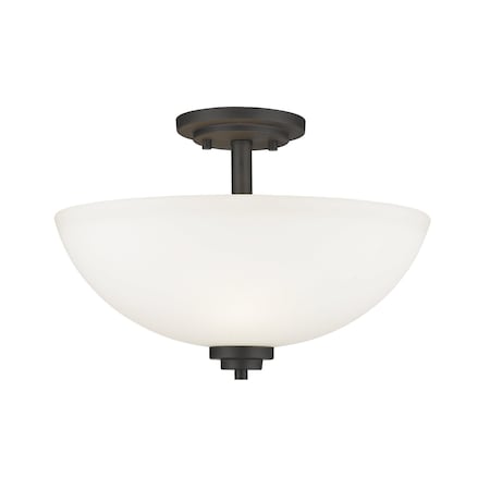 Z-Lite Ashton 3 Light Semi Flush Mount, Bronze & Matte Opal 443SF-BRZ